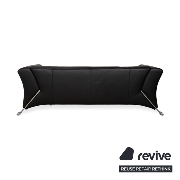 Rolf Benz 322 Leather Two-Seater Three-Seater Black Sofa Couch