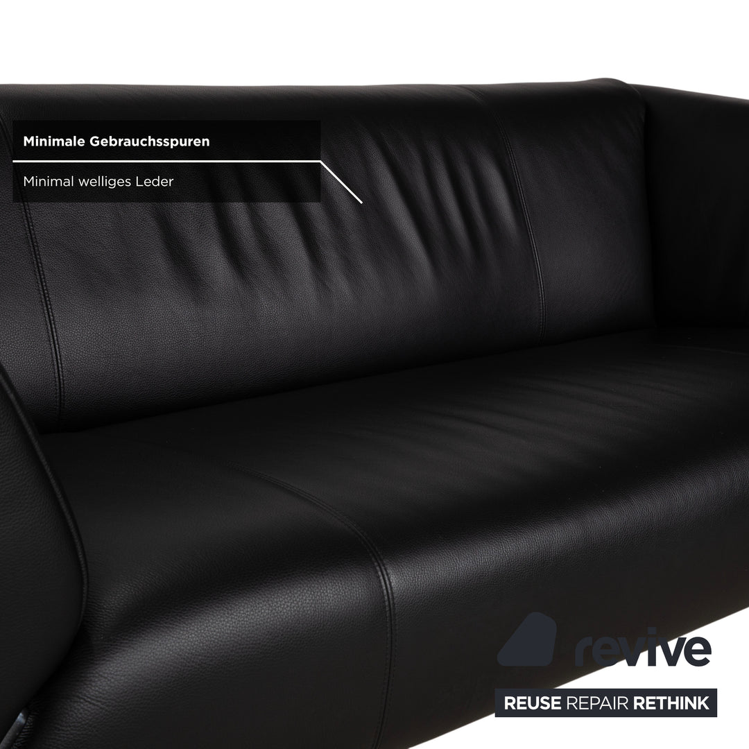Rolf Benz 322 Leather Two-Seater Three-Seater Black Sofa Couch