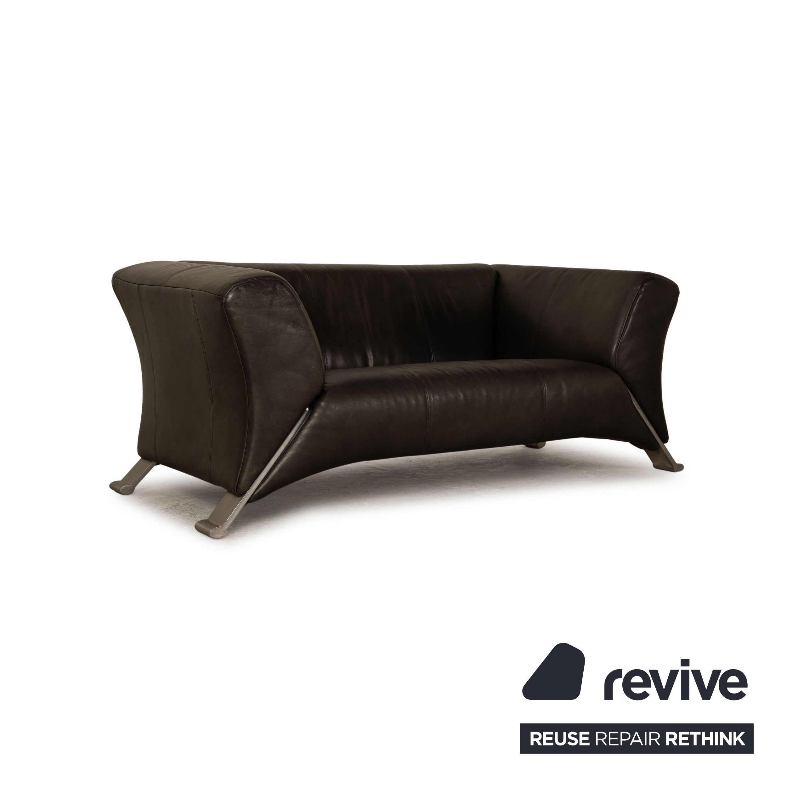 Rolf Benz 322 Leder Zweisitzer Grau Sofa Couch