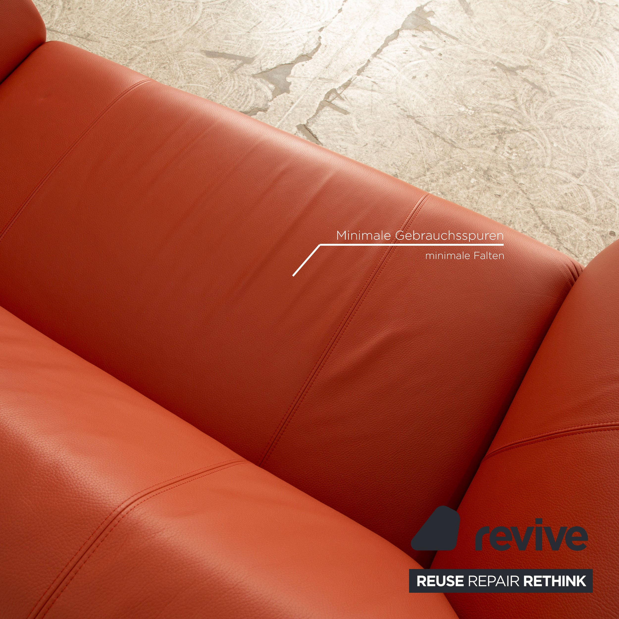Rolf Benz 322 Leder Zweisitzer Orange Rot Sofa Couch