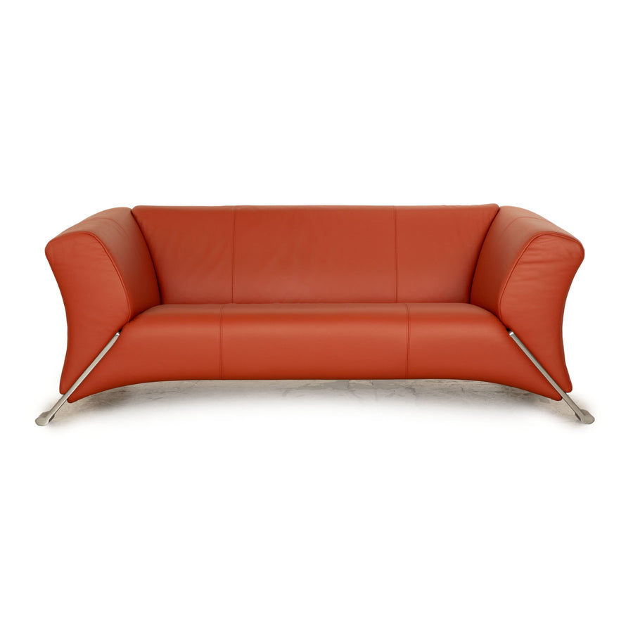 Rolf Benz 322 Leather Two Seater Orange Red Sofa Couch