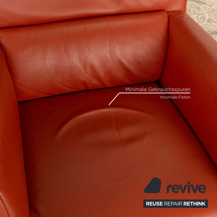 Rolf Benz 322 Leather Two Seater Orange Red Sofa Couch