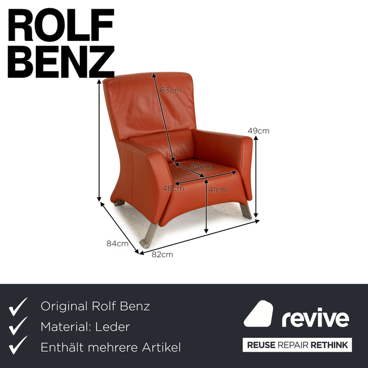 Rolf Benz 322 Leather Two Seater Orange Red Sofa Couch