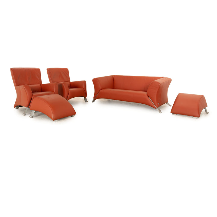 Rolf Benz 322 Leather Two Seater Orange Red Sofa Couch