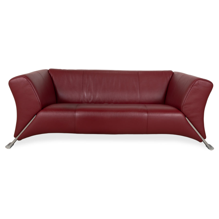 Rolf Benz 322 Leather Two-Seater Red Sofa Couch