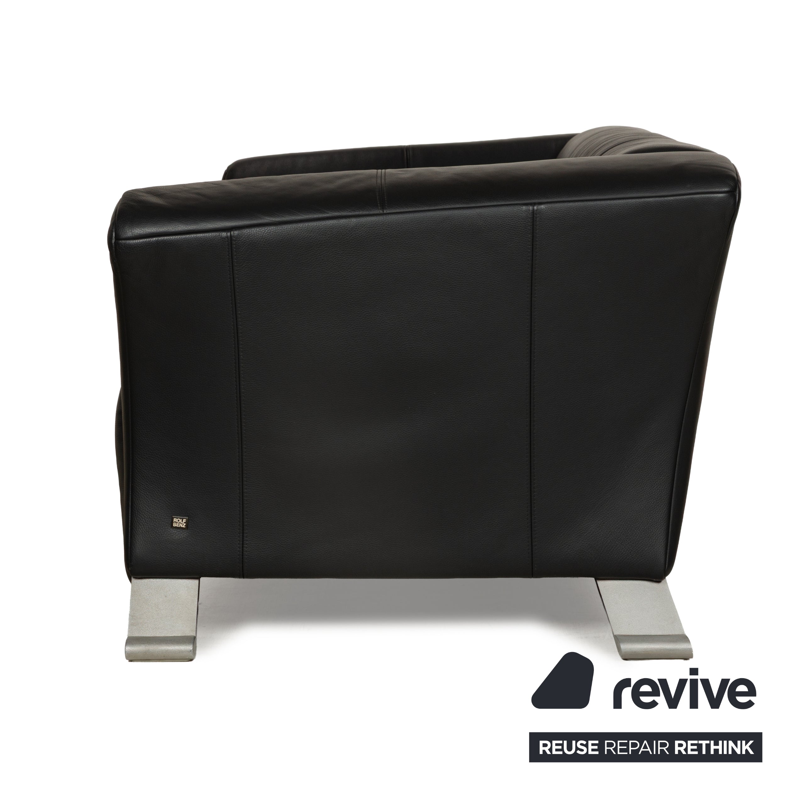 Canapé deux places en cuir noir anthracite Rolf Benz 322