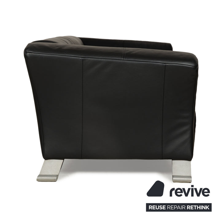 Canapé deux places en cuir noir anthracite Rolf Benz 322