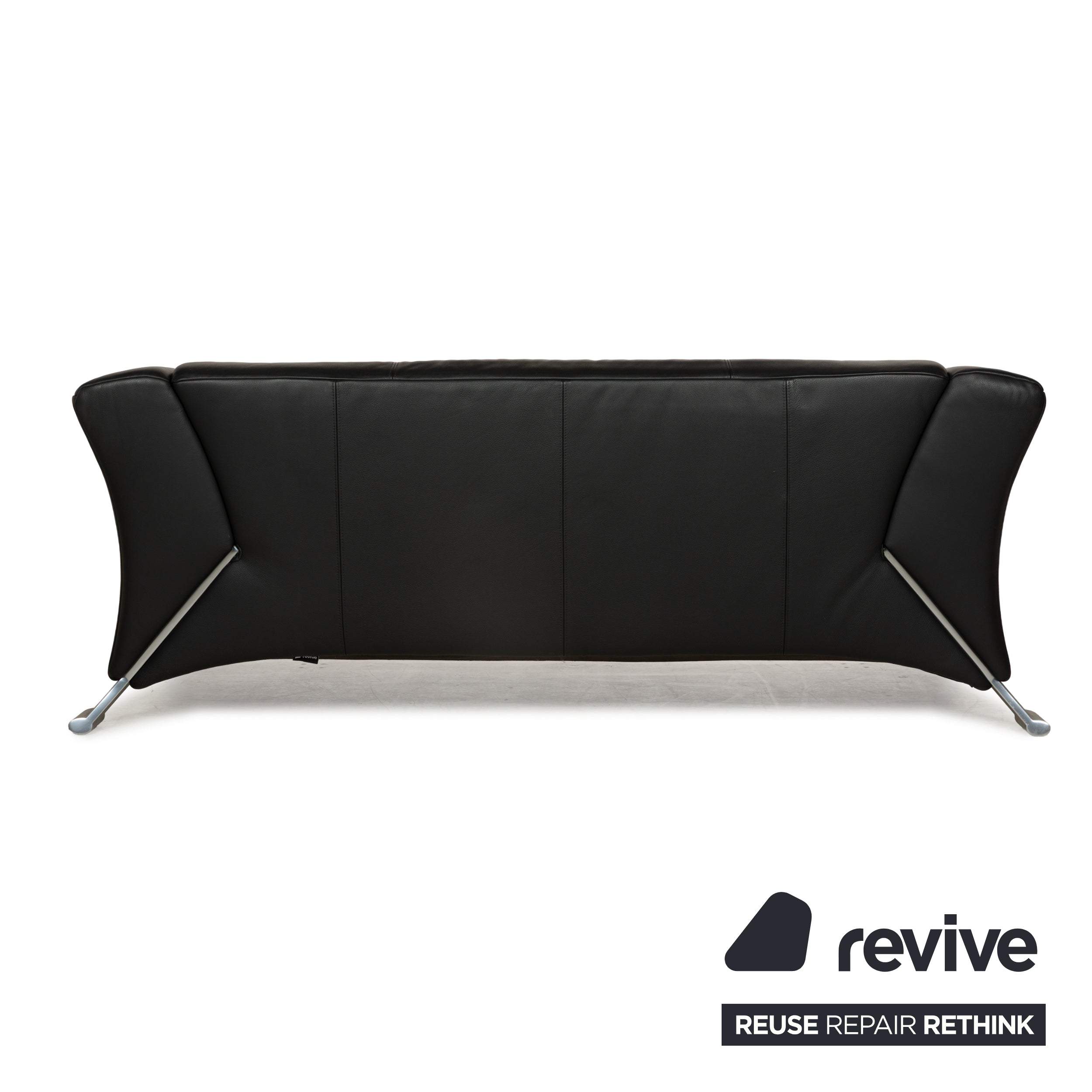 Canapé deux places en cuir noir anthracite Rolf Benz 322
