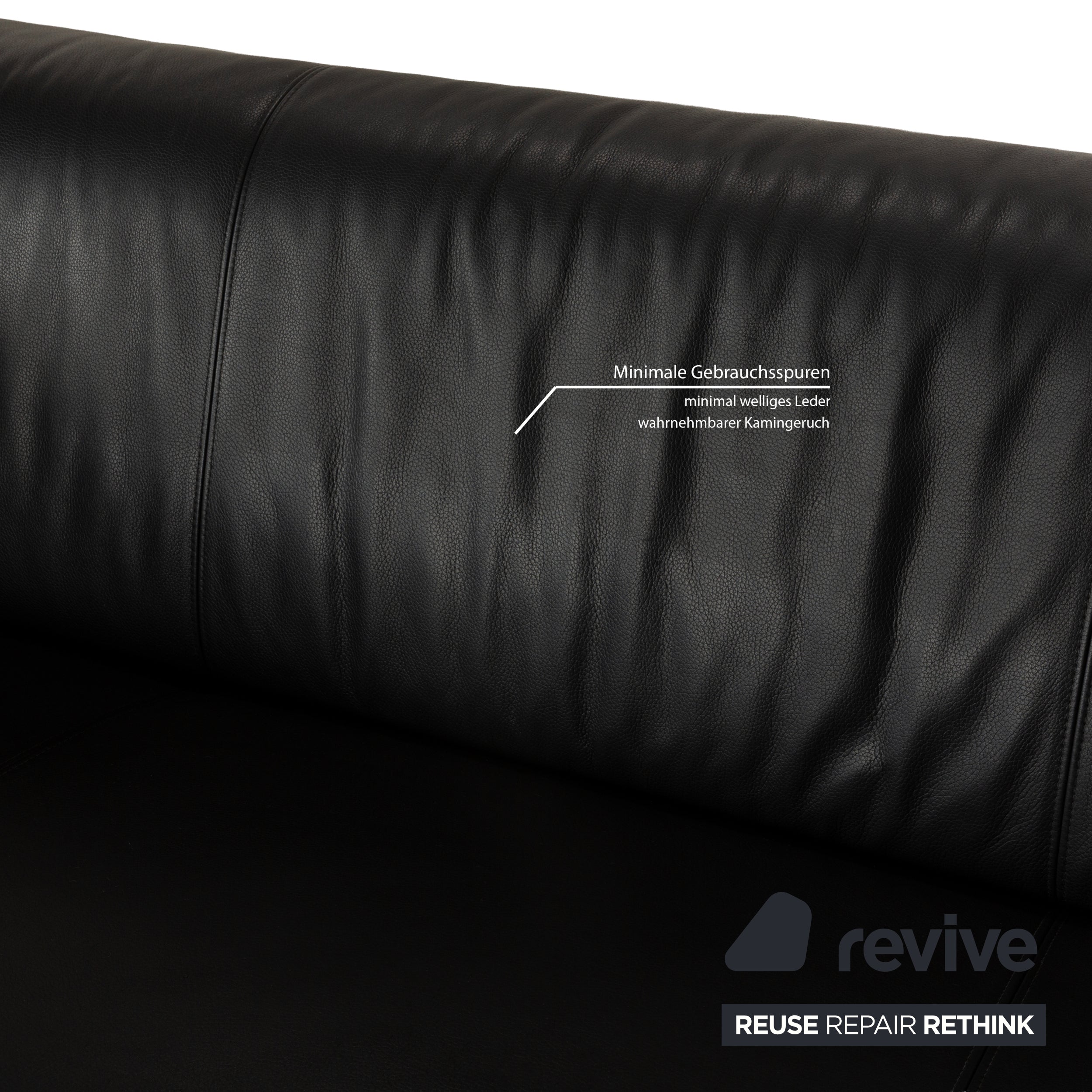 Canapé deux places en cuir noir anthracite Rolf Benz 322