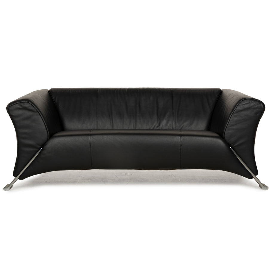 Canapé deux places en cuir noir anthracite Rolf Benz 322