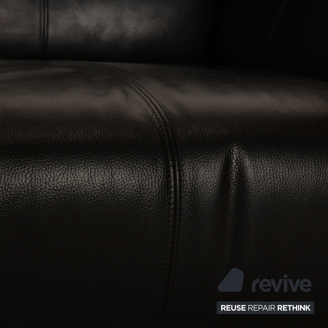 Rolf Benz 322 leather two-seater black sofa couch