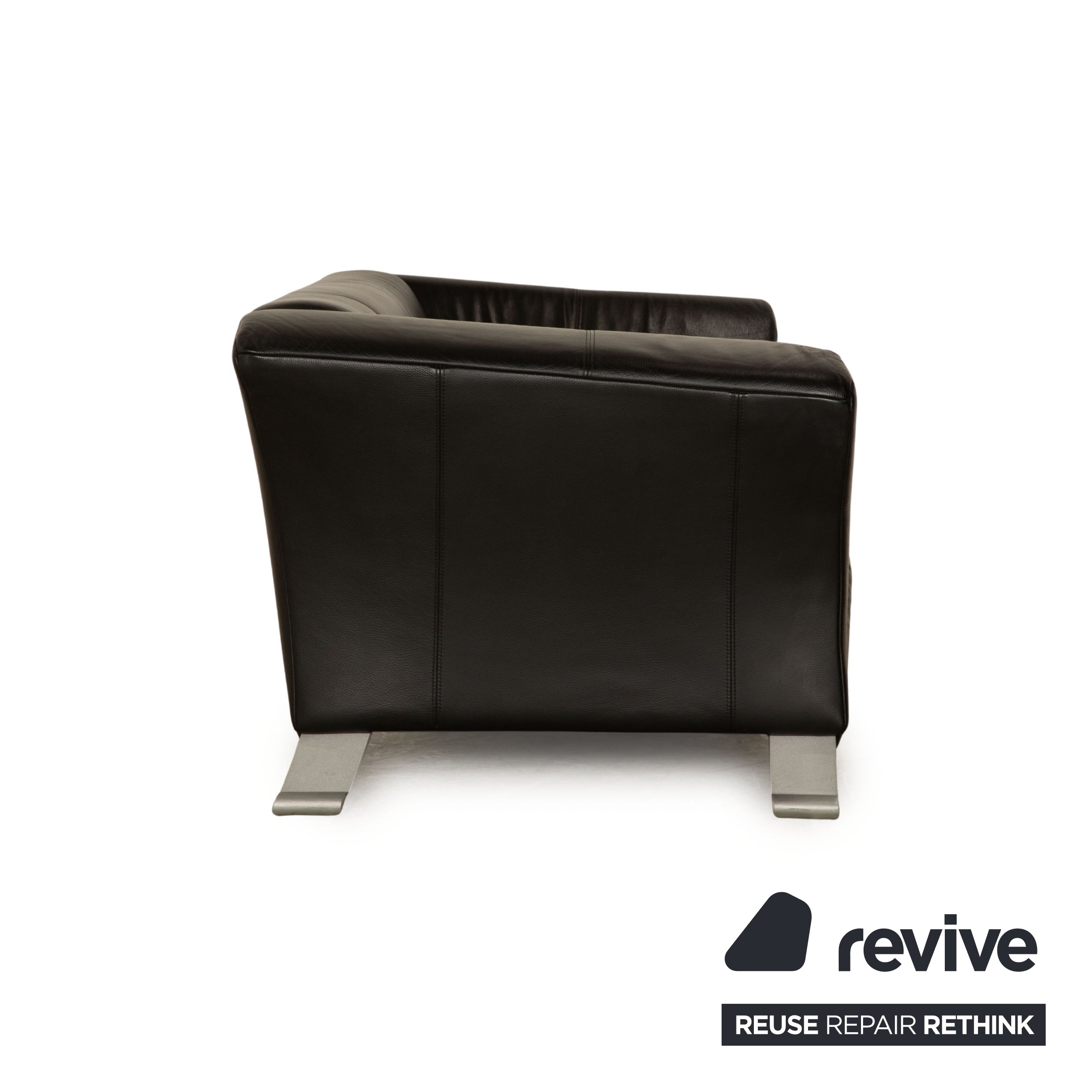 Canapé deux places en cuir noir Rolf Benz 322