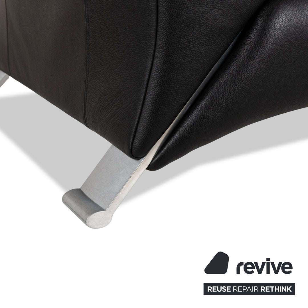 Rolf Benz 322 leather two-seater black sofa couch