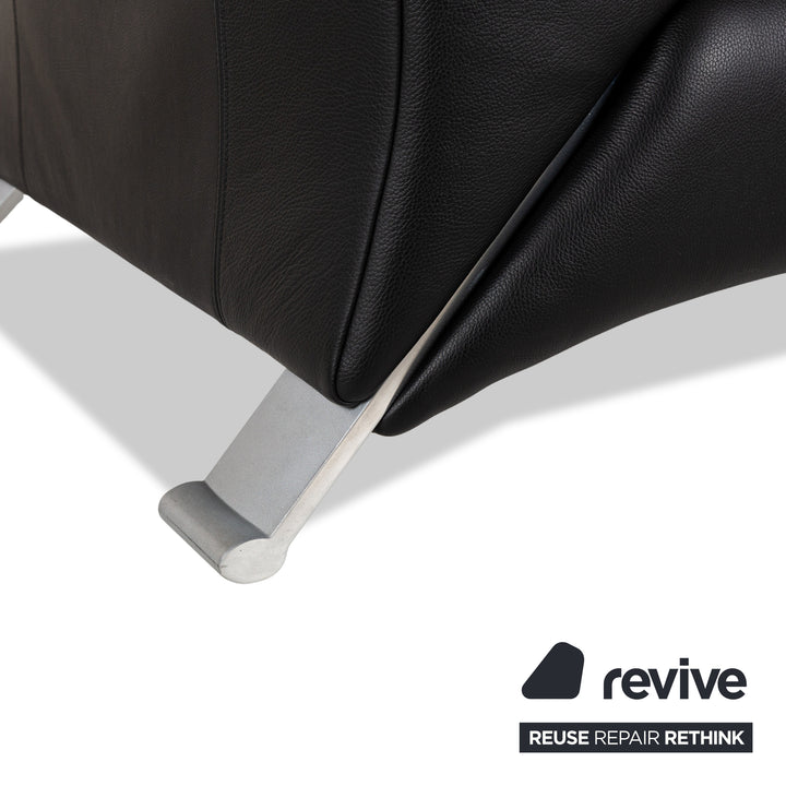 Rolf Benz 322 leather two-seater black sofa couch
