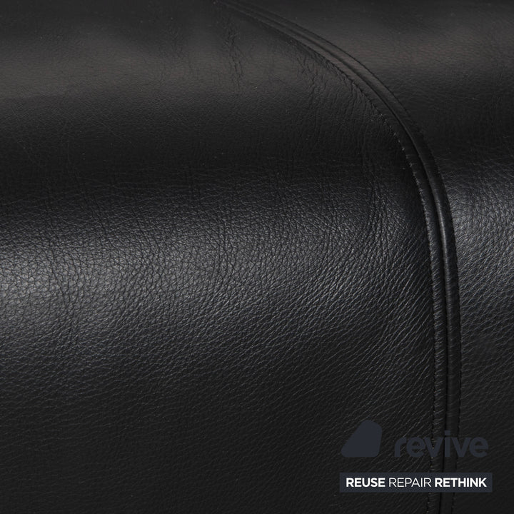 Canapé deux places en cuir noir Rolf Benz 322