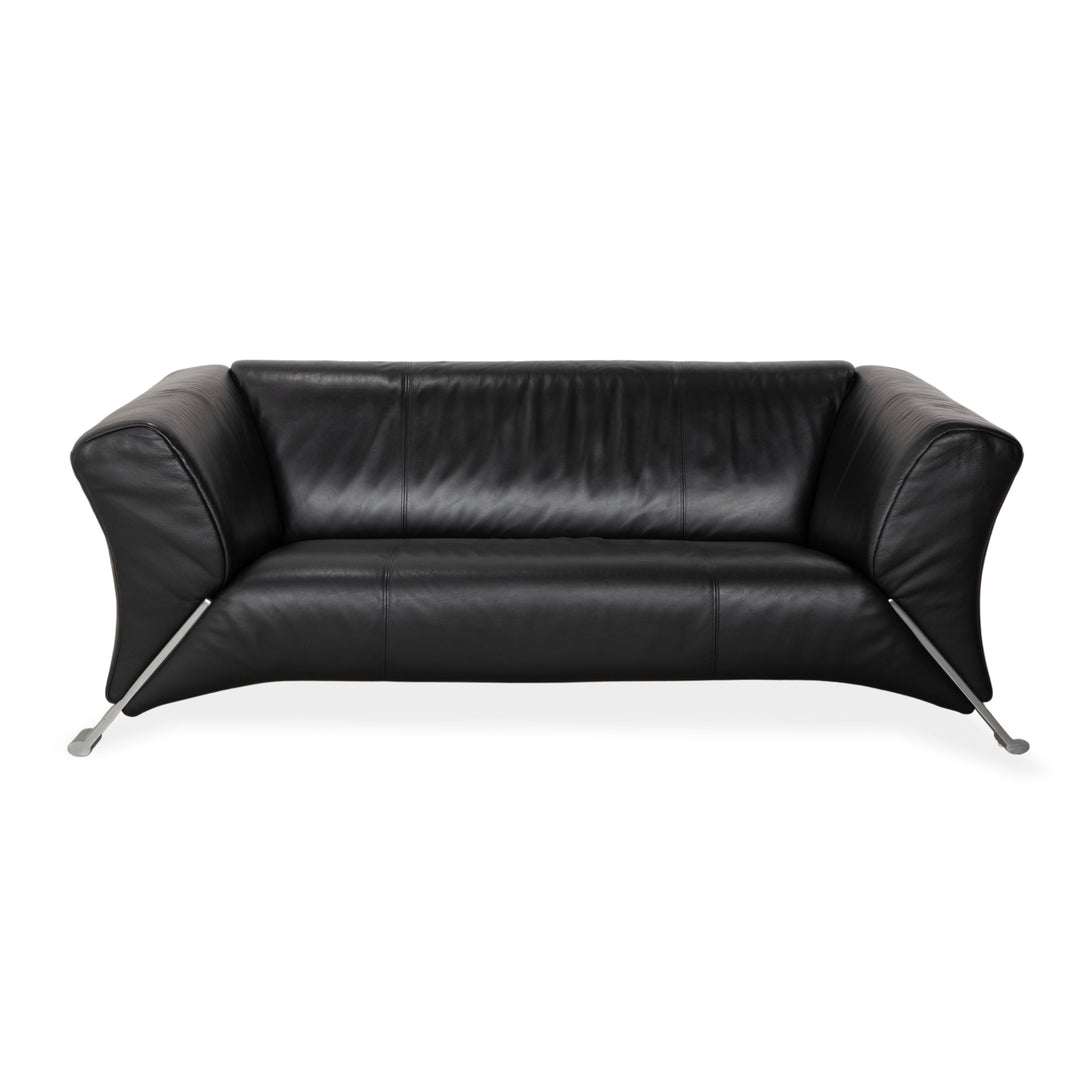 Rolf Benz 322 Leder Zweisitzer Schwarz Sofa Couch