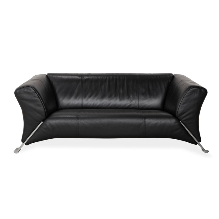 Rolf Benz 322 Leder Zweisitzer Schwarz Sofa Couch