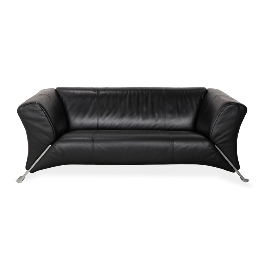 Rolf Benz 322 leather two-seater black sofa couch