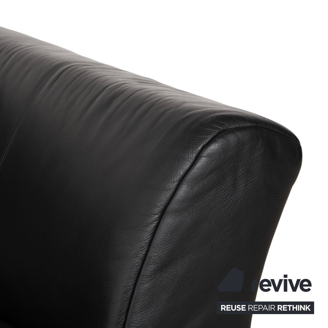 Rolf Benz 322 leather two-seater black sofa couch