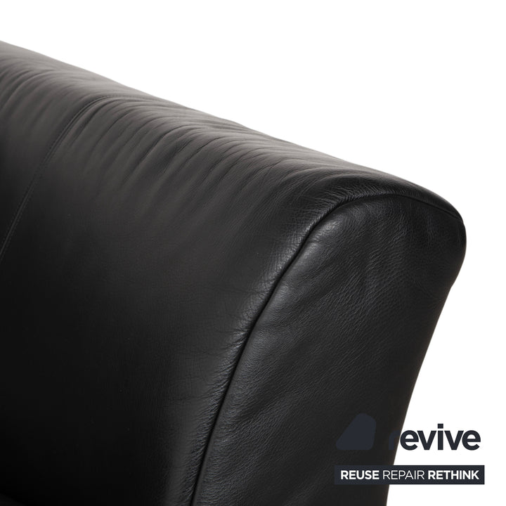 Rolf Benz 322 leather two-seater black sofa couch
