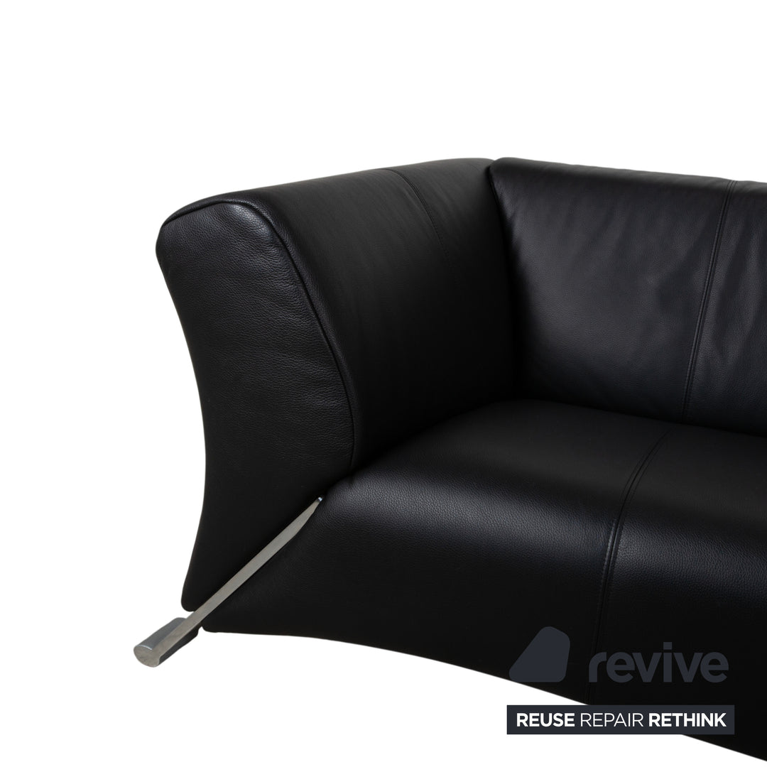 Rolf Benz 322 Leder Zweisitzer Schwarz Sofa Couch