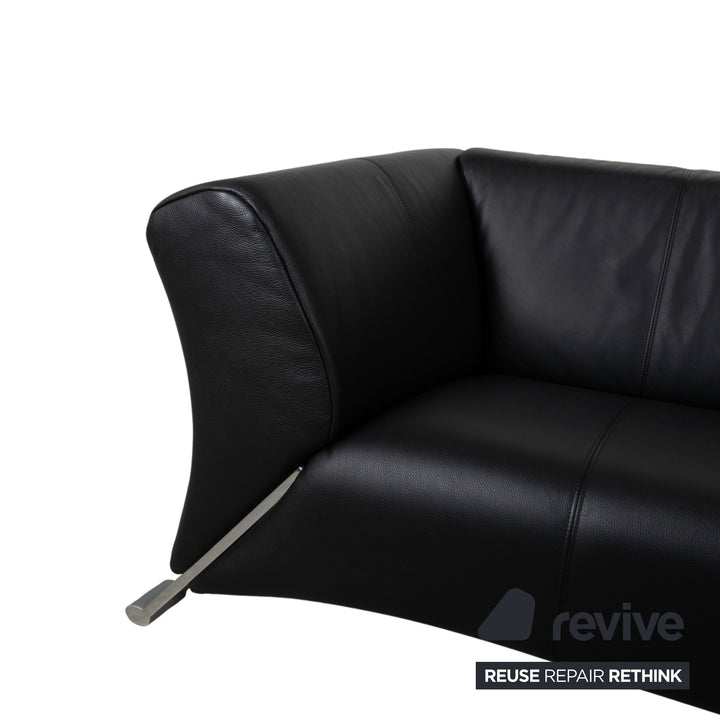 Rolf Benz 322 Leder Zweisitzer Schwarz Sofa Couch