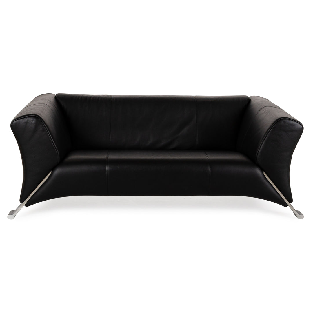 Rolf Benz 322 leather two-seater black sofa couch