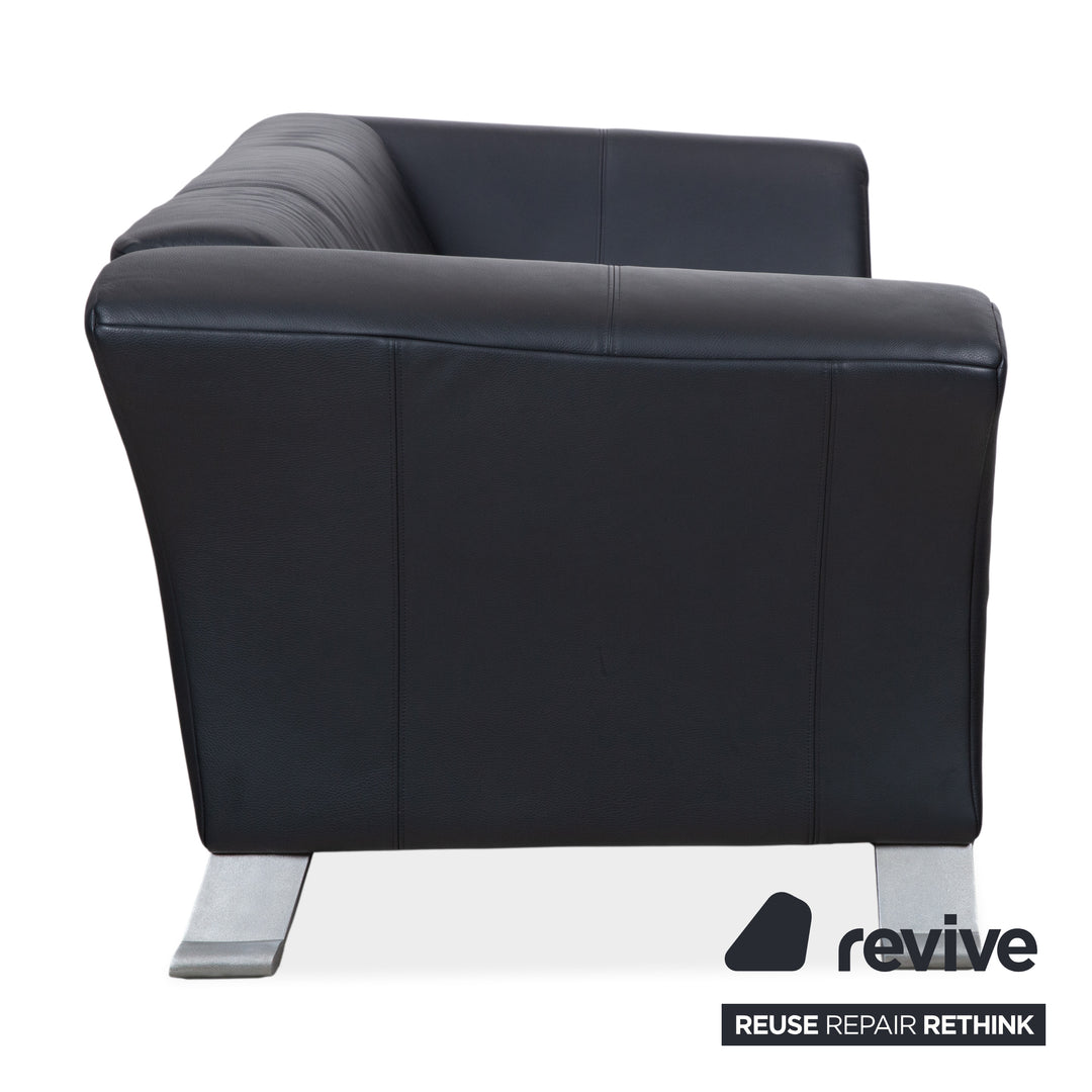 Sofá de dos plazas Rolf Benz 322 de cuero negro