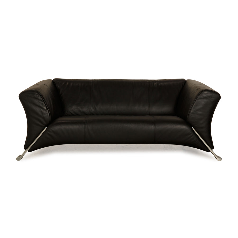 Rolf Benz 322 leather two-seater black sofa couch