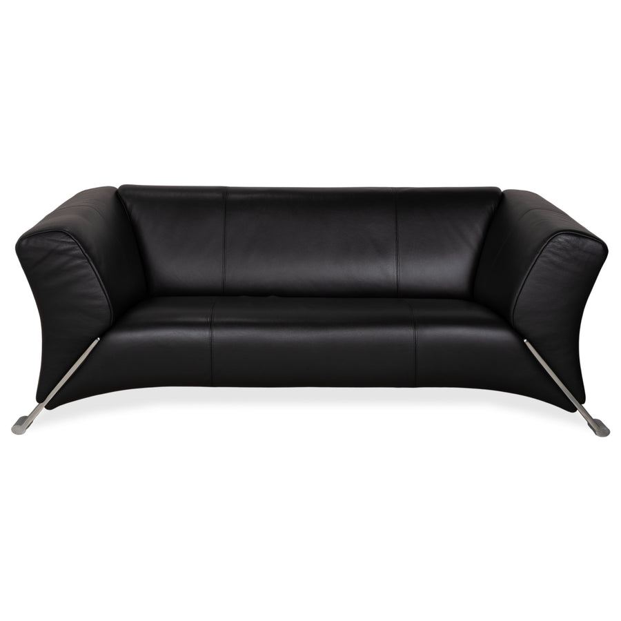 Canapé deux places en cuir noir Rolf Benz 322