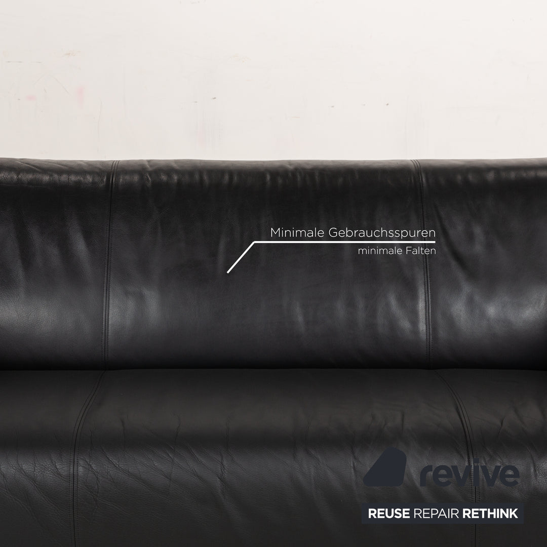 Rolf Benz 322 leather two-seater black sofa couch