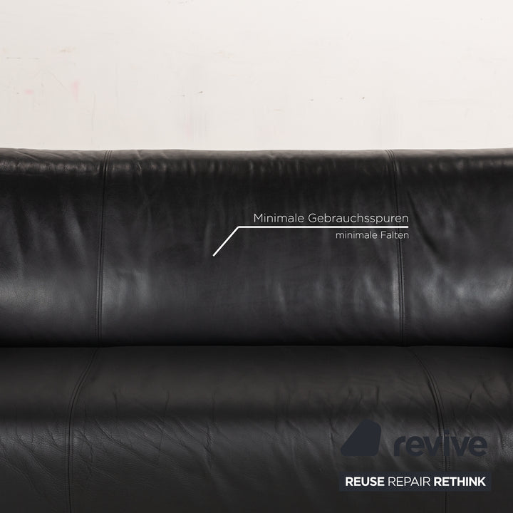 Rolf Benz 322 leather two-seater black sofa couch