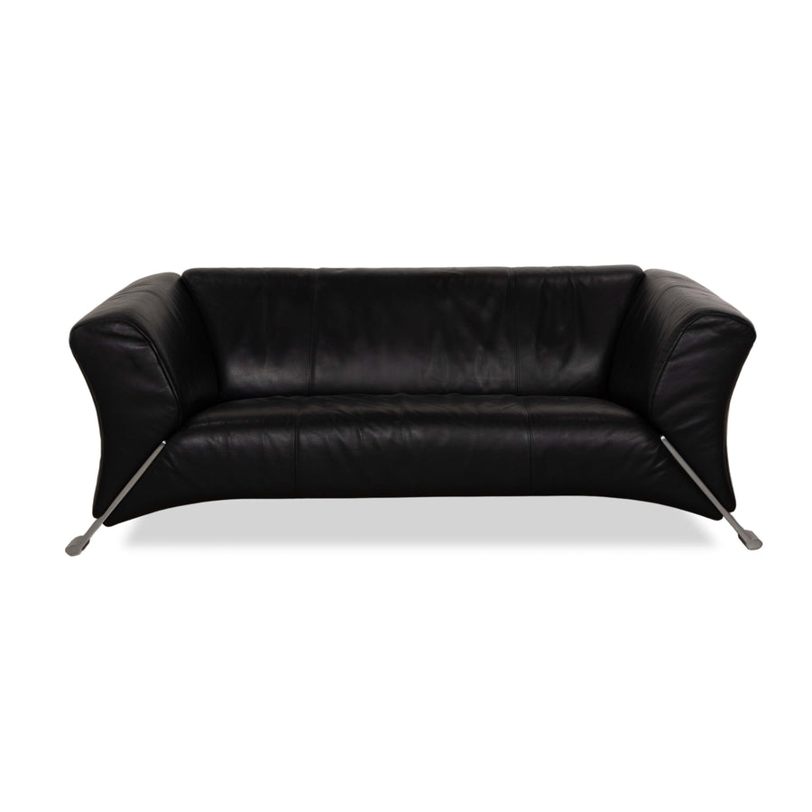 Rolf Benz 322 Leder Zweisitzer Schwarz Sofa Couch