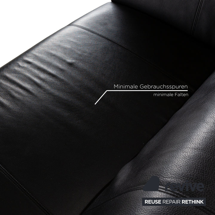 Rolf Benz 322 leather two-seater black sofa couch