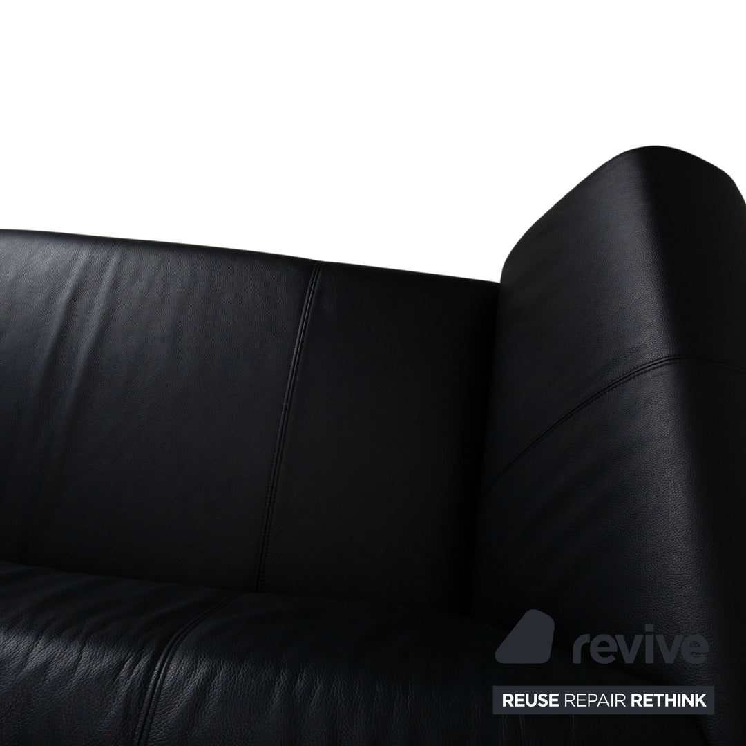 Rolf Benz 322 Leder Zweisitzer Schwarz Sofa Couch