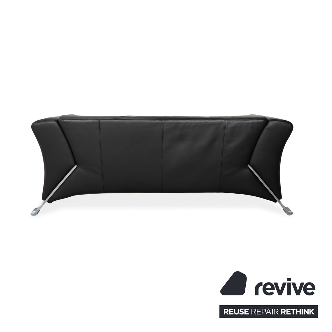 Rolf Benz 322 leather two-seater black sofa couch