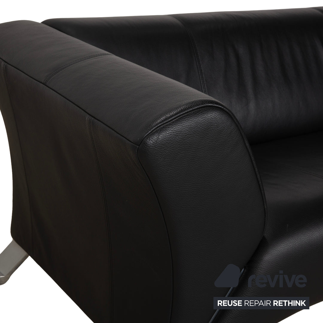 Rolf Benz 322 Leder Zweisitzer Schwarz Sofa Couch