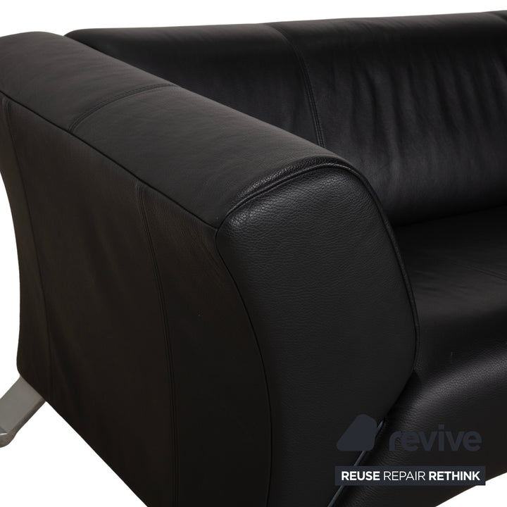 Rolf Benz 322 Leder Zweisitzer Schwarz Sofa Couch