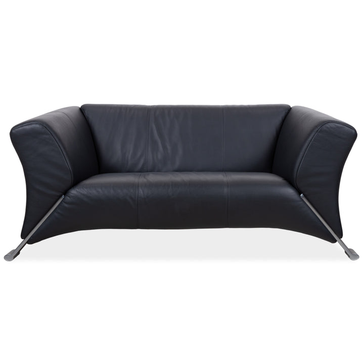 Rolf Benz 322 Leder Zweisitzer Schwarz Sofa Couch