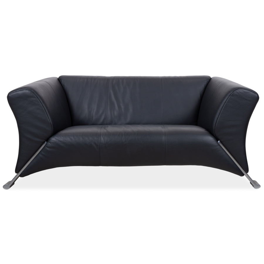 Rolf Benz 322 Leder Zweisitzer Schwarz Sofa Couch