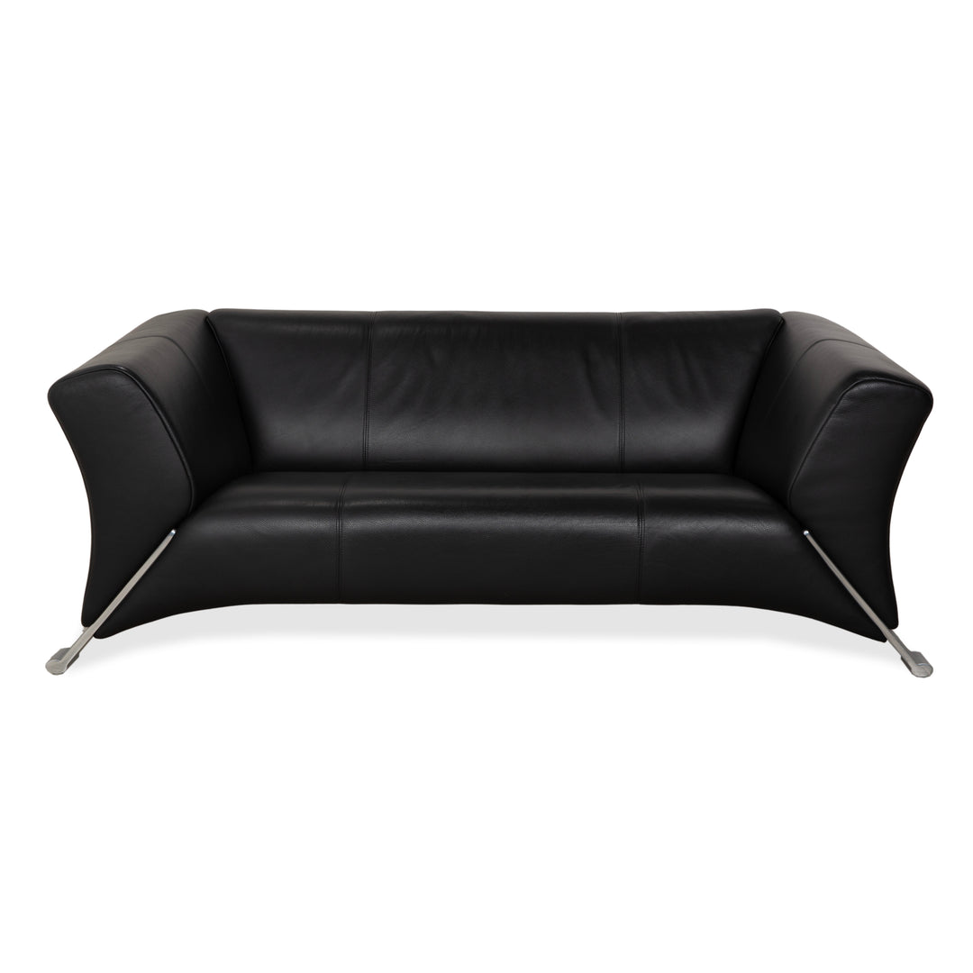 Rolf Benz 322 Leder Zweisitzer Schwarz Sofa Couch