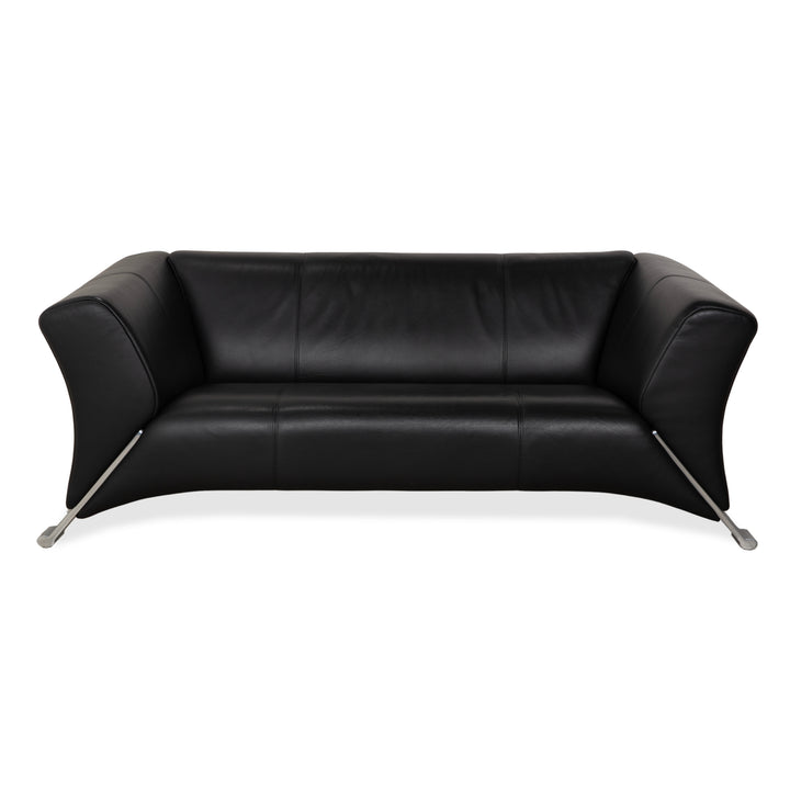 Rolf Benz 322 Leder Zweisitzer Schwarz Sofa Couch