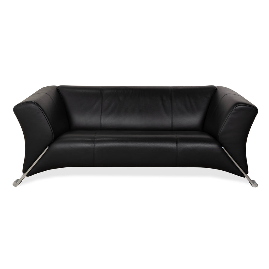 Rolf Benz 322 Leder Zweisitzer Schwarz Sofa Couch