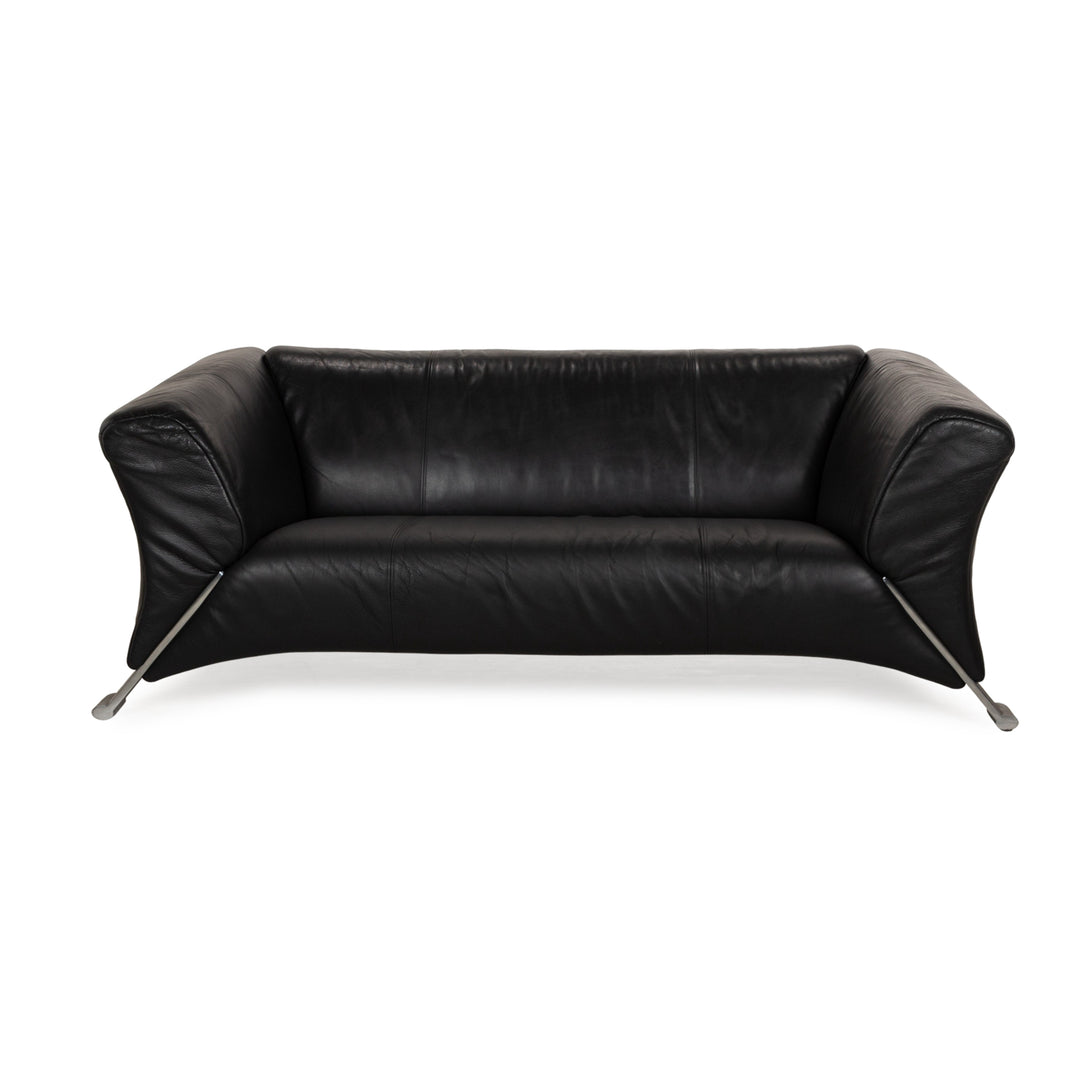 Rolf Benz 322 leather two-seater black sofa couch