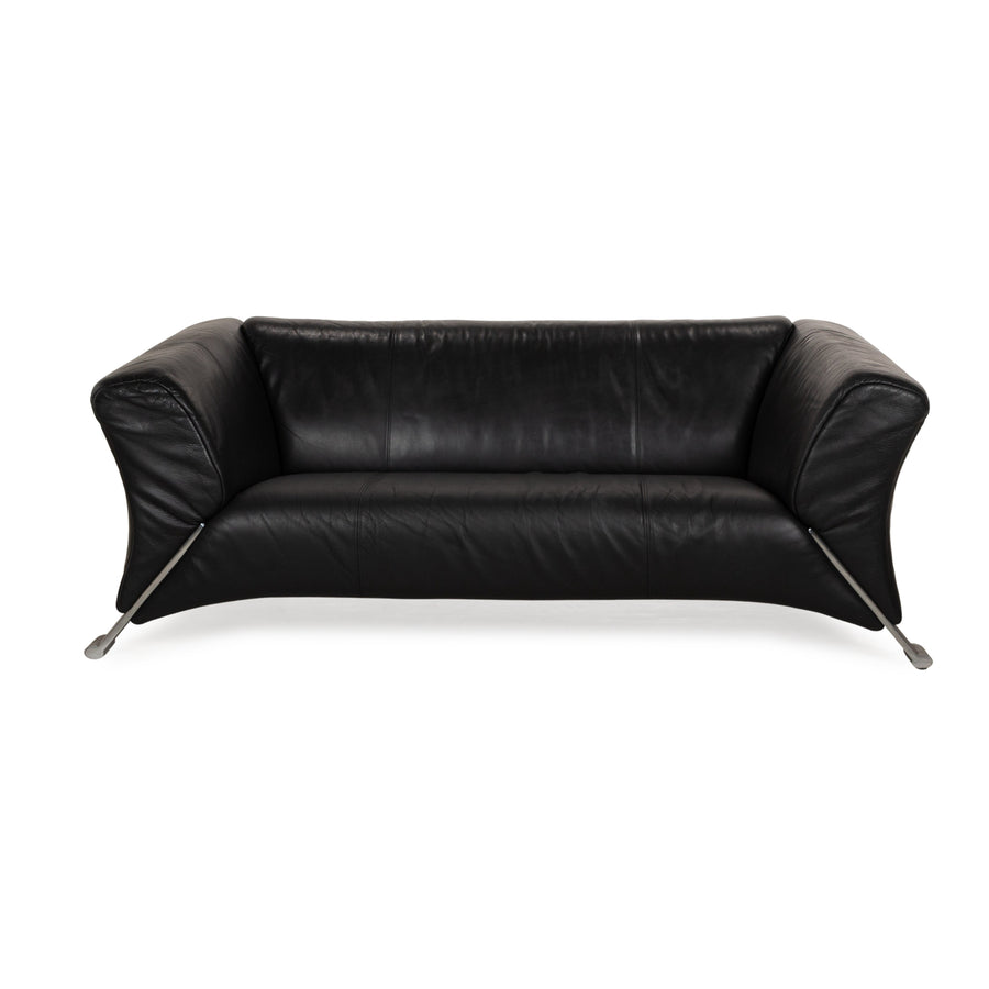 Canapé deux places en cuir noir Rolf Benz 322