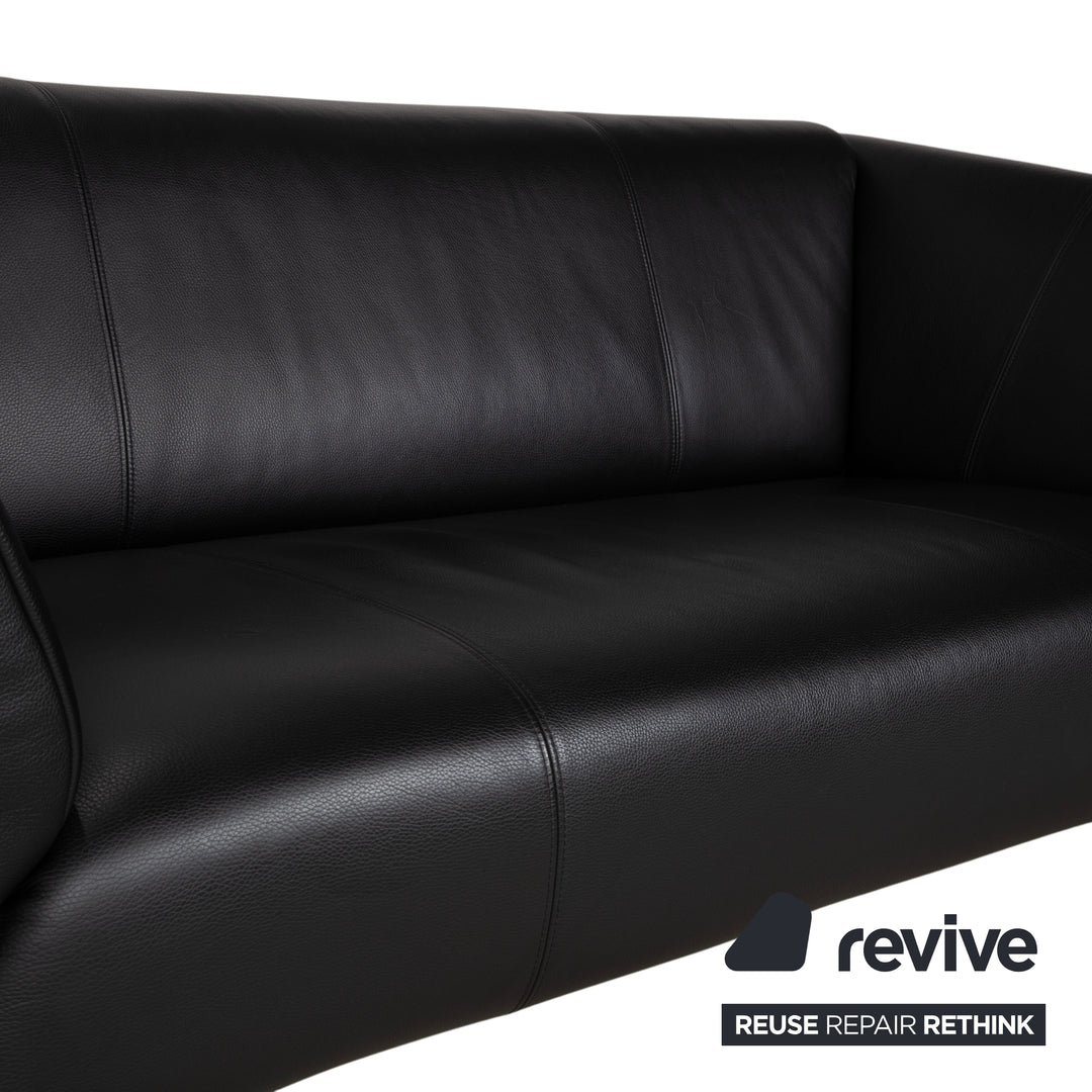 Rolf Benz 322 Leder Zweisitzer Schwarz Sofa Couch