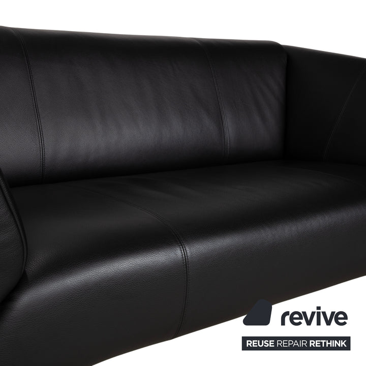 Rolf Benz 322 Leder Zweisitzer Schwarz Sofa Couch