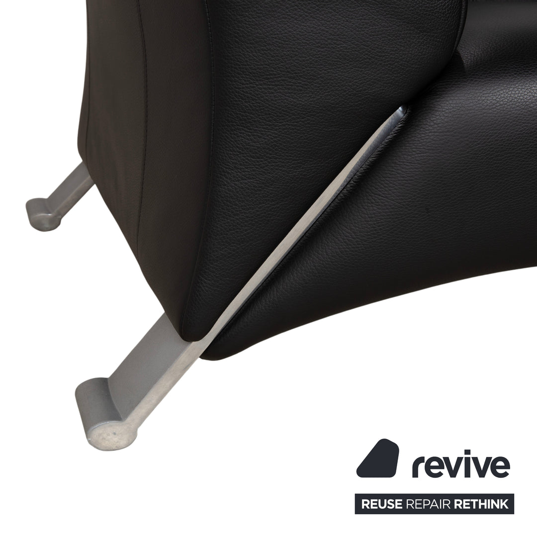 Rolf Benz 322 Leder Zweisitzer Schwarz Sofa Couch