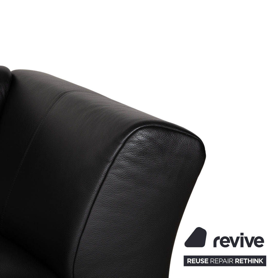 Rolf Benz 322 Leder Zweisitzer Schwarz Sofa Couch