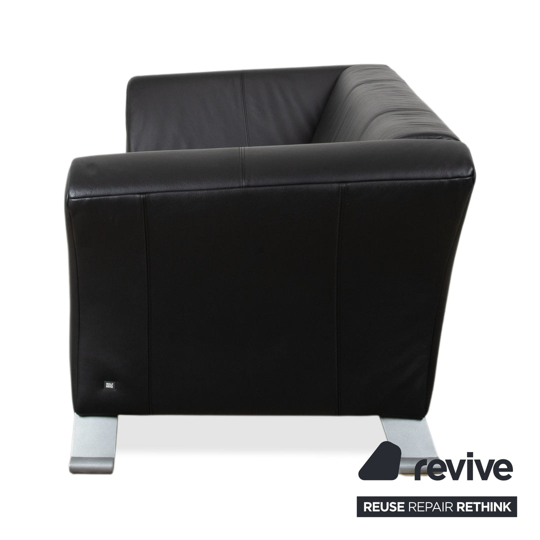 Rolf Benz 322 Leder Zweisitzer Schwarz Sofa Couch